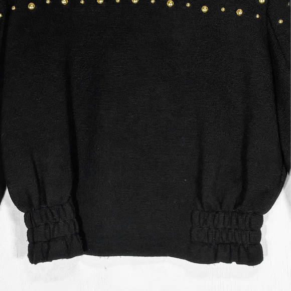 VTG 80s Lillie Rubin Studded Wool Sweater Jacket Womens S Punk Rock Dallas Glam - Picture 7 of 10